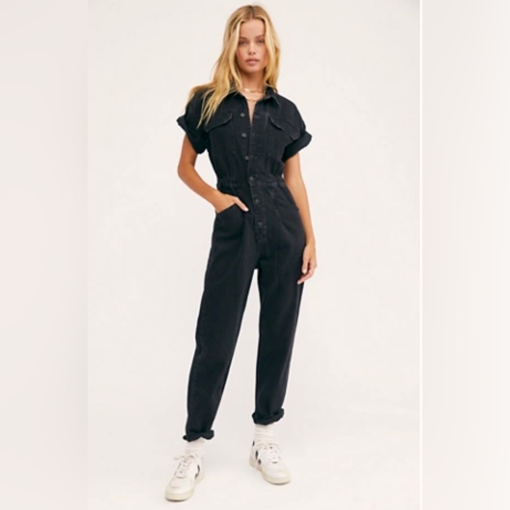 Free People Marci Coverall black denim small